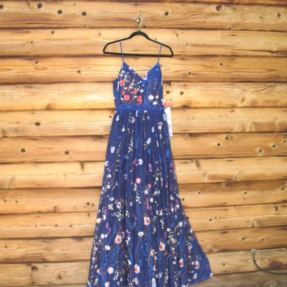  Mac Duggal Embroidered Bustier Gown Dress Indigo - Picture 6 of 14